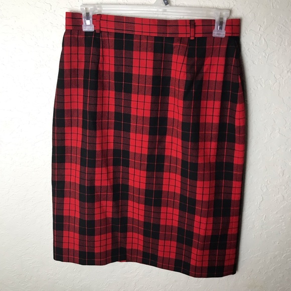 Vintage JH Collectibles Gingham 100% Wool Skirt - Picture 2 of 8